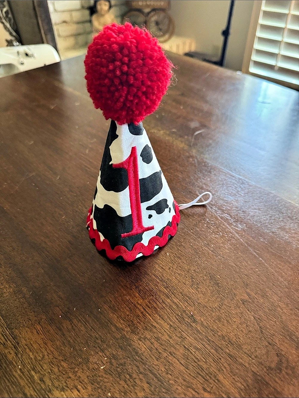 First birthday Red & Black Animal Print Party Hat